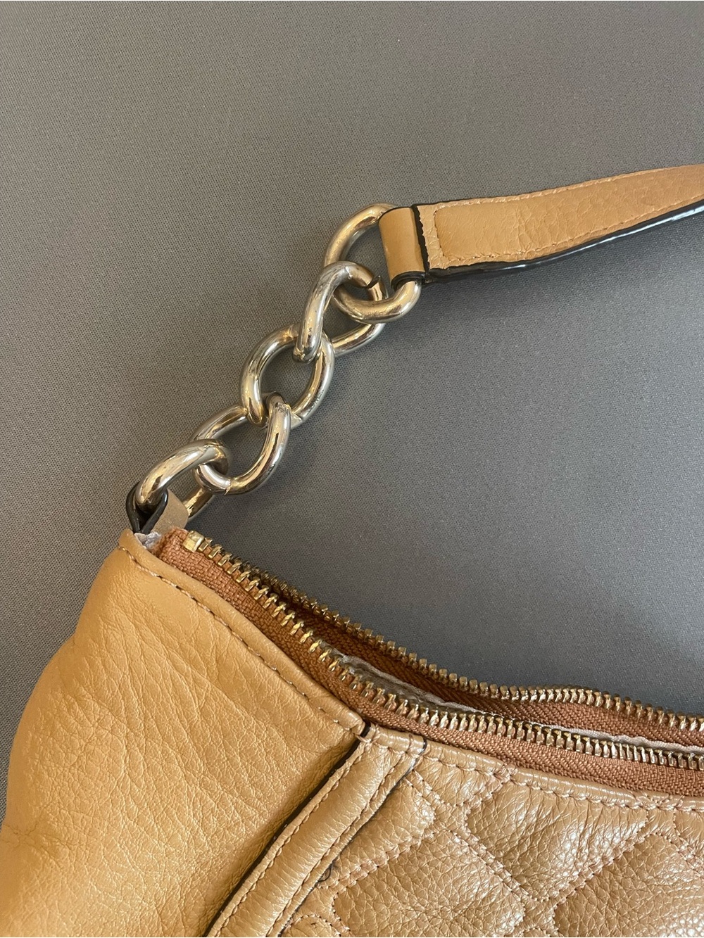 Calvin Klein Quilted Tan Shoulder Bag with Tassel Accent - Picture 3 of 6